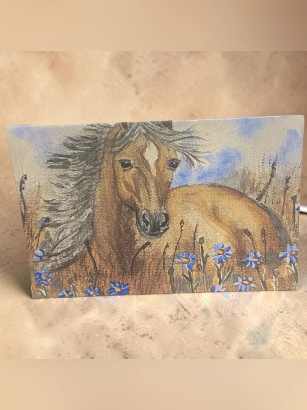 Golden Horse Wildflower Greeting Cards Set of 5 | Western Horse Art